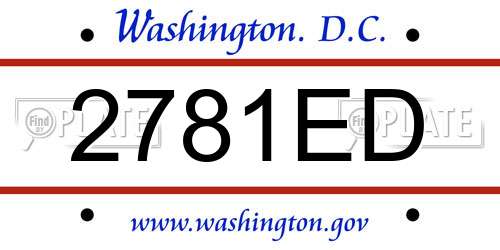2781ED District Of Columbia License Plate