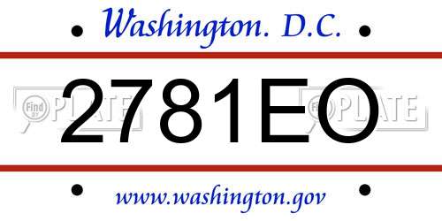 2781EO District Of Columbia License Plate