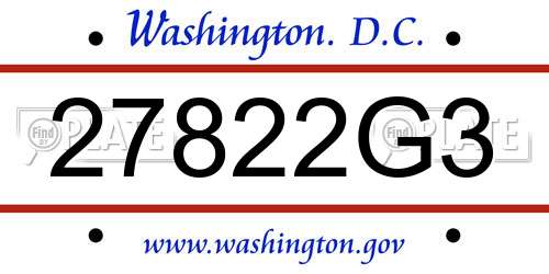 27822G3 District Of Columbia License Plate