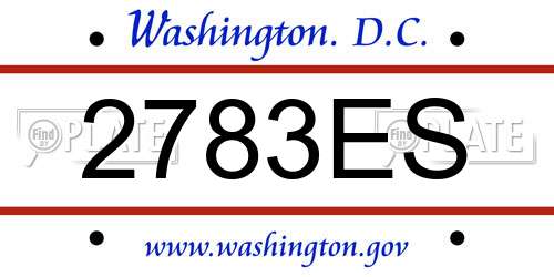 2783ES District Of Columbia License Plate