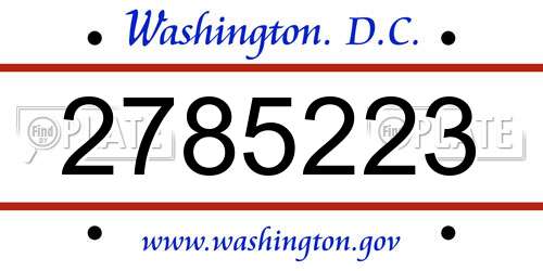 2785223 District Of Columbia License Plate
