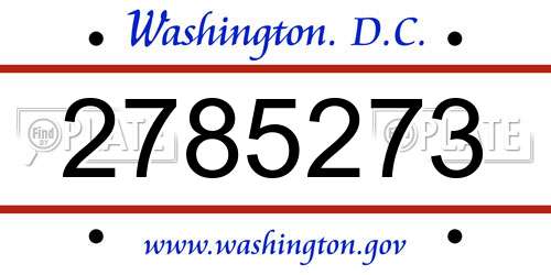2785273 District Of Columbia License Plate