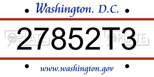 27852T3 District Of Columbia License Plate