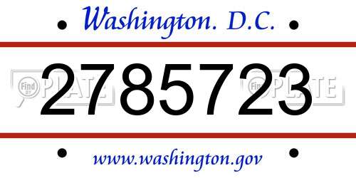 2785723 District Of Columbia License Plate
