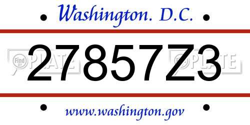 27857Z3 District Of Columbia License Plate