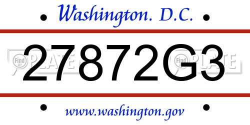 27872G3 District Of Columbia License Plate