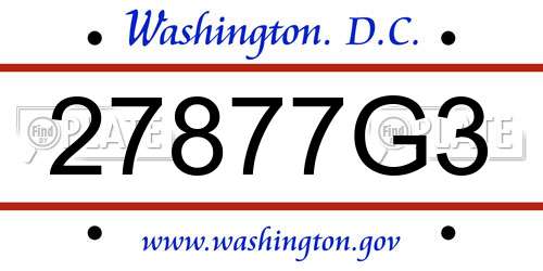 27877G3 District Of Columbia License Plate