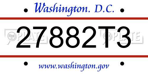 27882T3 District Of Columbia License Plate