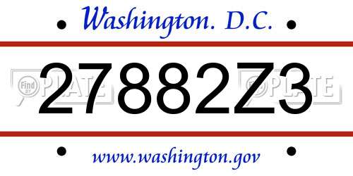 27882Z3 District Of Columbia License Plate