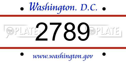 2789 District Of Columbia License Plate