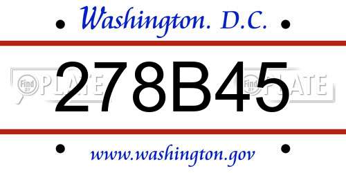 278B45 District Of Columbia License Plate