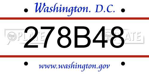 278B48 District Of Columbia License Plate