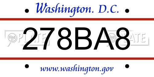 278BA8 District Of Columbia License Plate