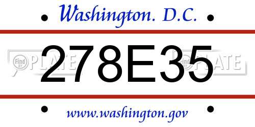 278E35 District Of Columbia License Plate