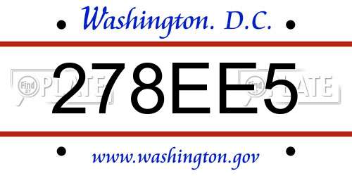 278EE5 District Of Columbia License Plate