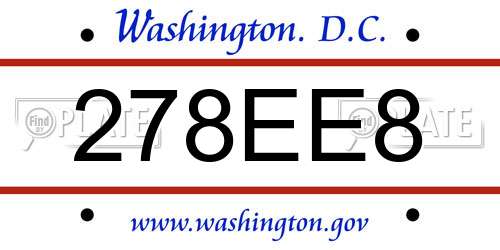 278EE8 District Of Columbia License Plate