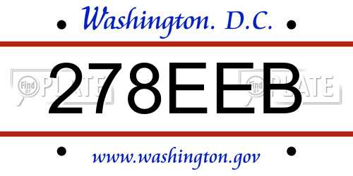 278EEB District Of Columbia License Plate