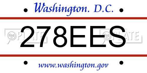 278EES District Of Columbia License Plate