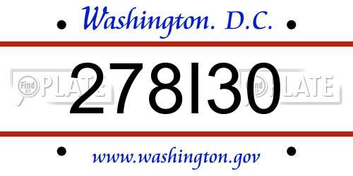 278I30 District Of Columbia License Plate