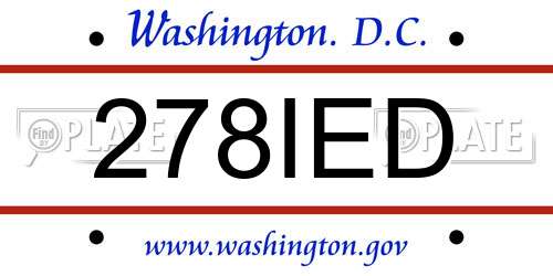 278IED District Of Columbia License Plate