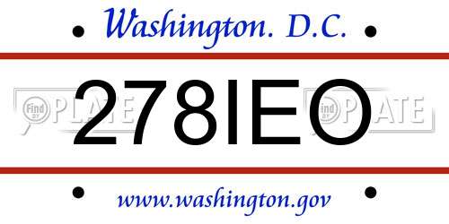 278IEO District Of Columbia License Plate