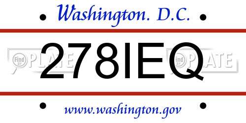 278IEQ District Of Columbia License Plate