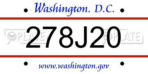 278J20 District Of Columbia License Plate