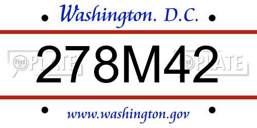 278M42 District Of Columbia License Plate