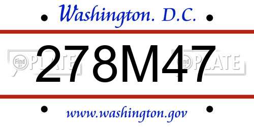 278M47 District Of Columbia License Plate