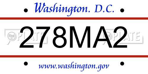 278MA2 District Of Columbia License Plate