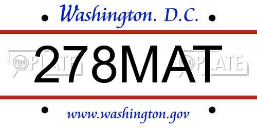 278MAT District Of Columbia License Plate