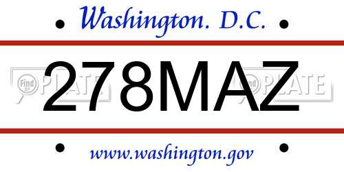 278MAZ District Of Columbia License Plate