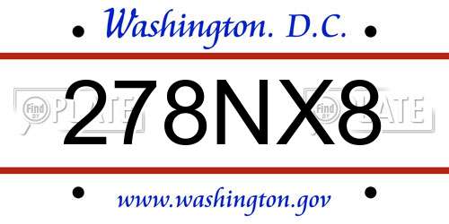 278NX8 District Of Columbia License Plate
