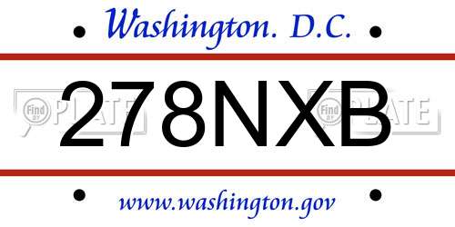 278NXB District Of Columbia License Plate
