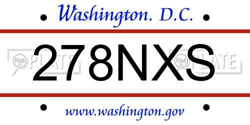 278NXS District Of Columbia License Plate