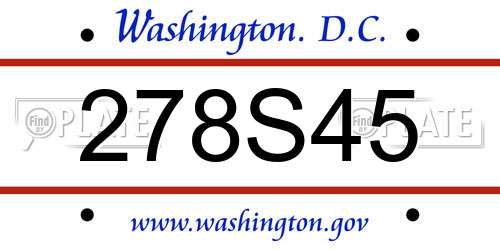 278S45 District Of Columbia License Plate