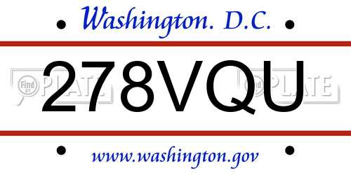 278VQU District Of Columbia License Plate