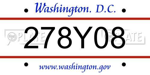 278Y08 District Of Columbia License Plate
