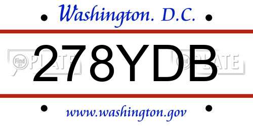278YDB District Of Columbia License Plate