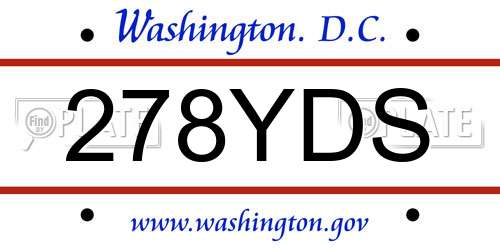 278YDS District Of Columbia License Plate