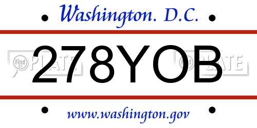 278YOB District Of Columbia License Plate