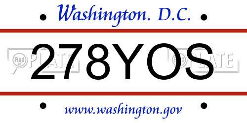 278YOS District Of Columbia License Plate