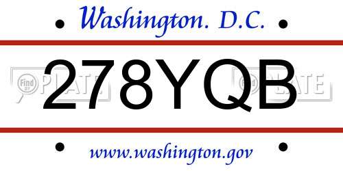 278YQB District Of Columbia License Plate