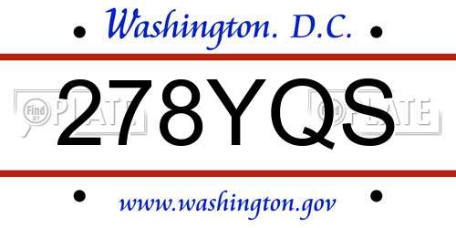 278YQS District Of Columbia License Plate