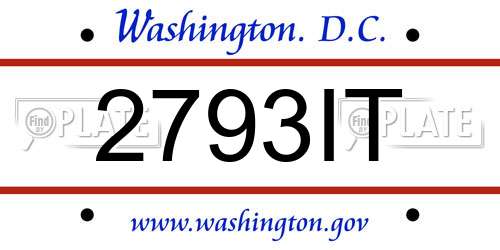 2793IT District Of Columbia License Plate