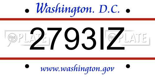 2793IZ District Of Columbia License Plate