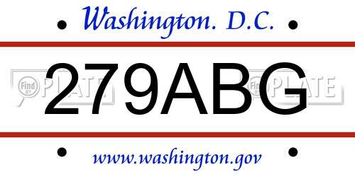 279ABG District Of Columbia License Plate