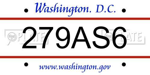 279AS6 District Of Columbia License Plate