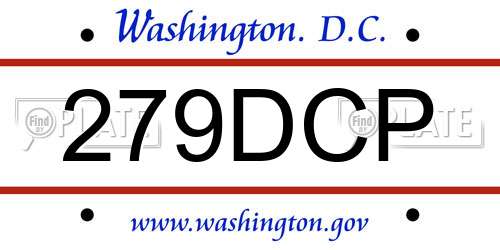 279DCP District Of Columbia License Plate