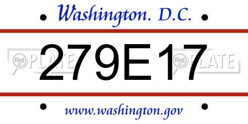279E17 District Of Columbia License Plate
